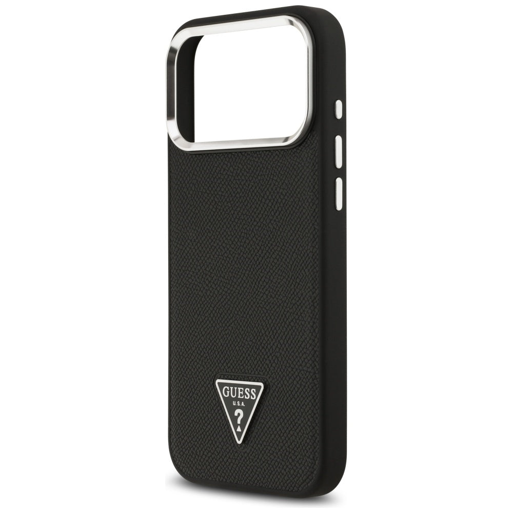 MagSafe Case for Apple iPhone 17 Pro, Guess, Grained Triangle Logo, Black
