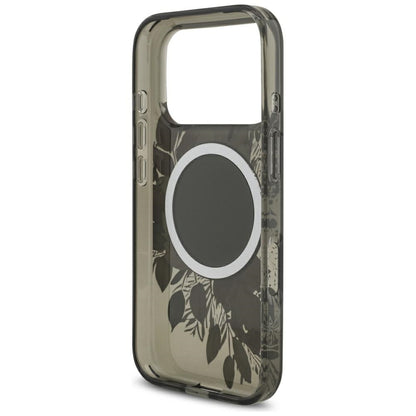 MagSafe-skal för Apple iPhone 17 Pro, Guess, IML Flowers with Pearl Strap, Svart