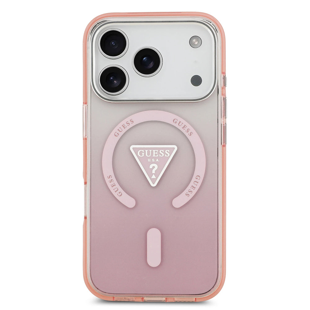 MagSafe-skal för Apple iPhone 17 Pro, Guess, IML Gradient Triangle Logo, Rosa