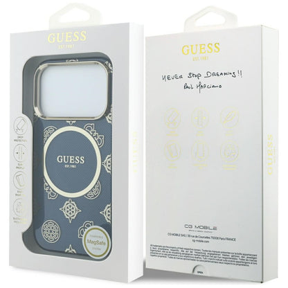 MagSafe-skal för Apple iPhone 17 Pro, Guess, IML Peony Dot, Blå