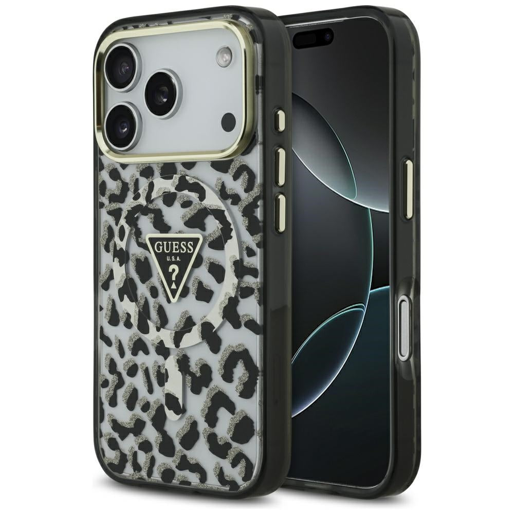MagSafe-skal för Apple iPhone 17 Pro, Guess, Leopard Glitter, Svart