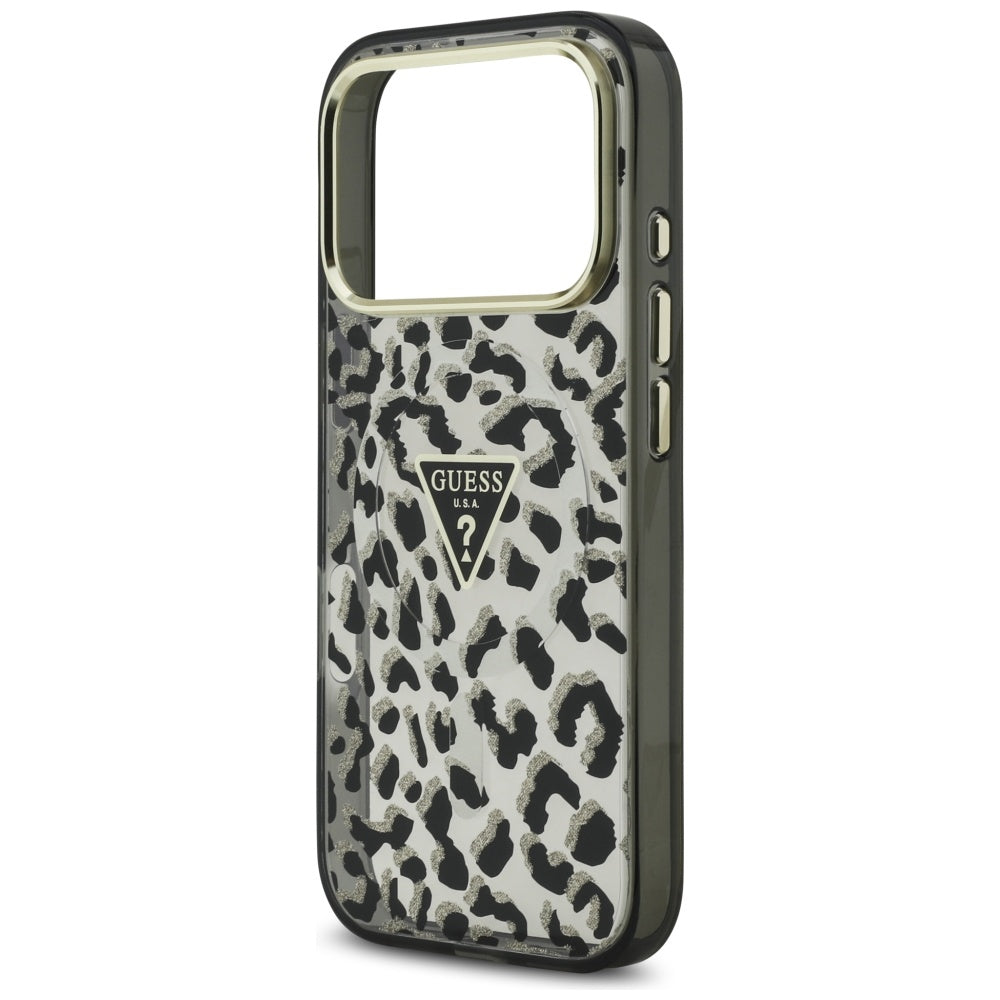 MagSafe-skal för Apple iPhone 17 Pro, Guess, Leopard Glitter, Svart