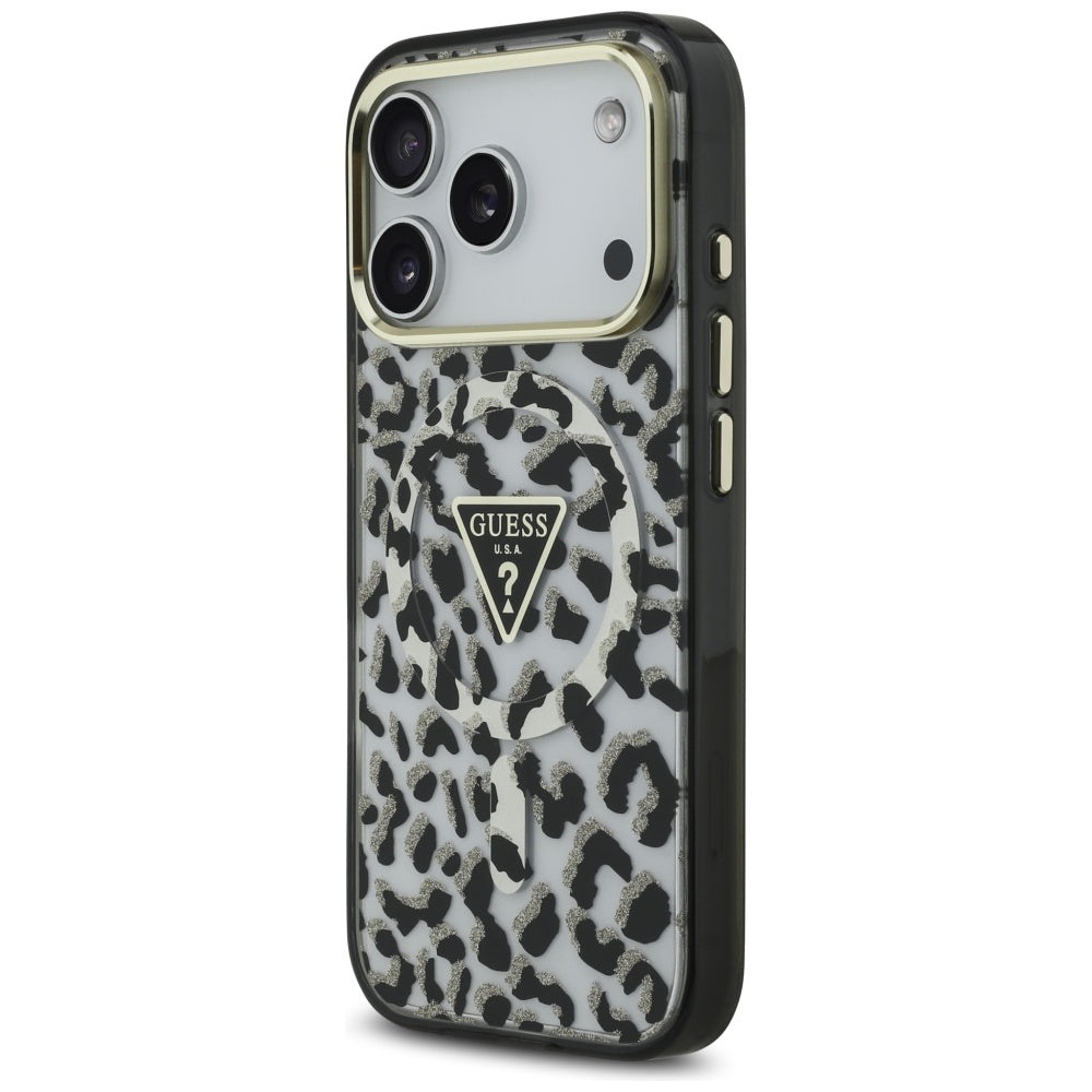 MagSafe-skal för Apple iPhone 17 Pro, Guess, Leopard Glitter, Svart