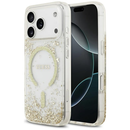 MagSafe-skal för Apple iPhone 17 Pro, Guess, Resin Bottom Glitter, Guld