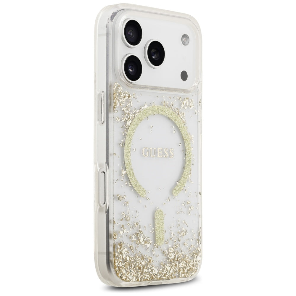 MagSafe-skal för Apple iPhone 17 Pro, Guess, Resin Bottom Glitter, Guld