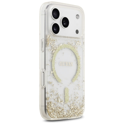 MagSafe-skal för Apple iPhone 17 Pro, Guess, Resin Bottom Glitter, Guld