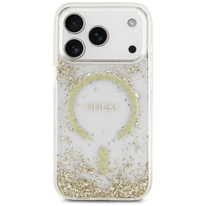 MagSafe-skal för Apple iPhone 17 Pro, Guess, Resin Bottom Glitter, Guld