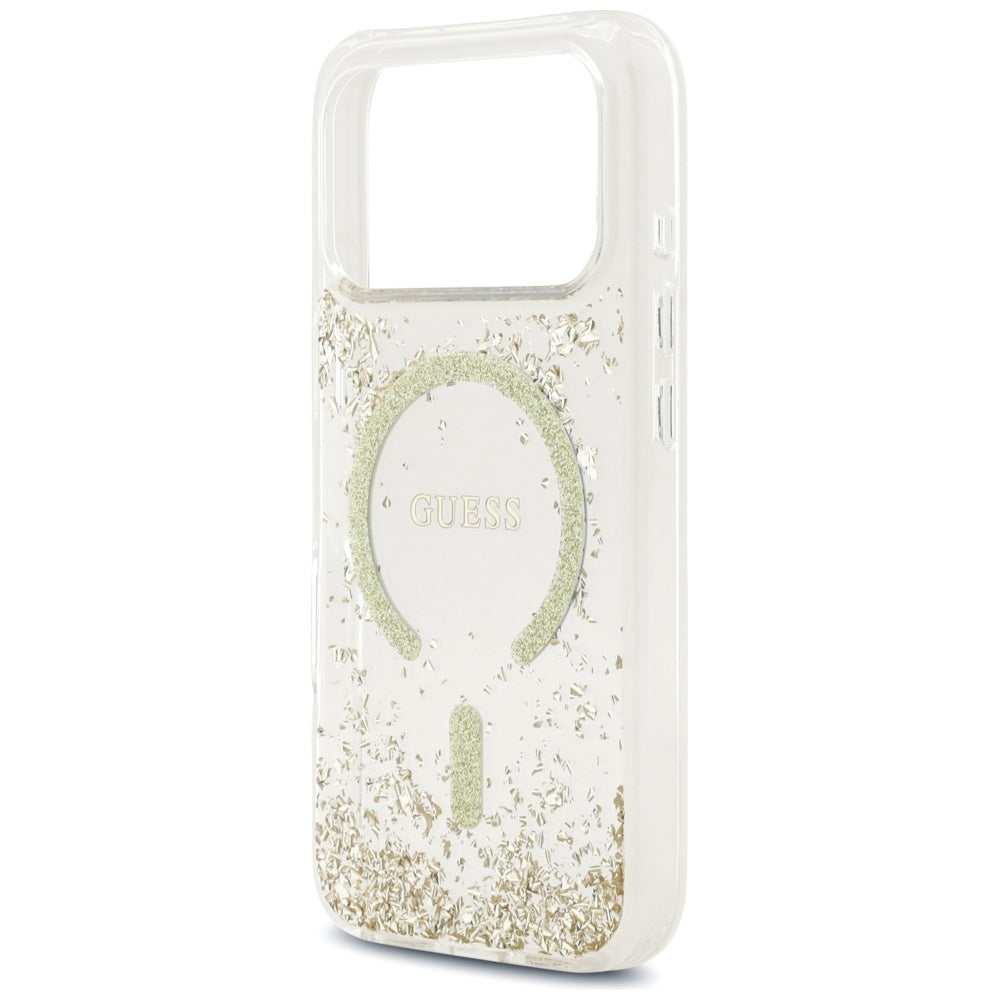 MagSafe-skal för Apple iPhone 17 Pro, Guess, Resin Bottom Glitter, Guld