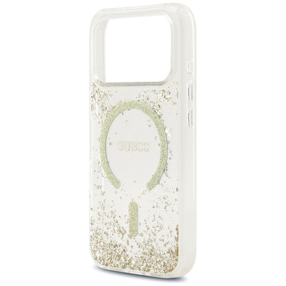 MagSafe-skal för Apple iPhone 17 Pro, Guess, Resin Bottom Glitter, Guld