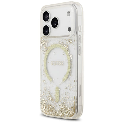 MagSafe-skal för Apple iPhone 17 Pro, Guess, Resin Bottom Glitter, Guld