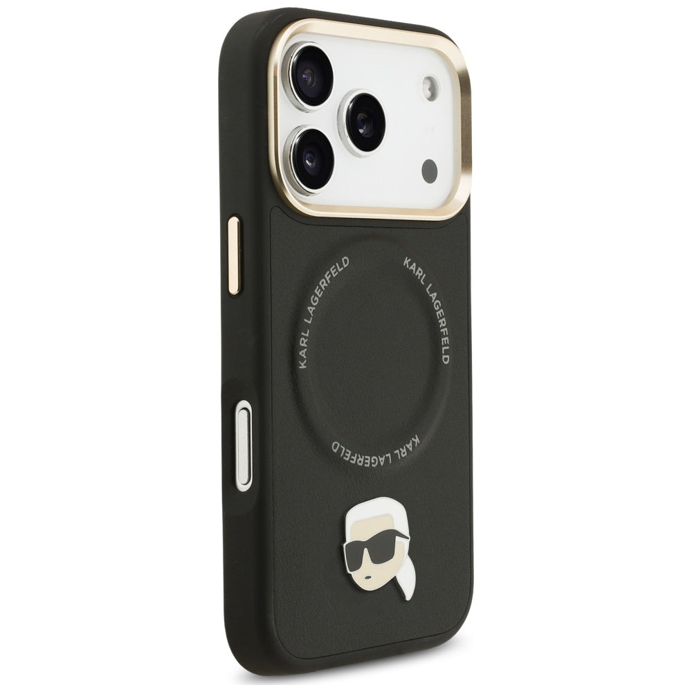 MagSafe-skal för Apple iPhone 17 Pro, Karl Lagerfeld, Big Strap Karl Metal Logo, Svart