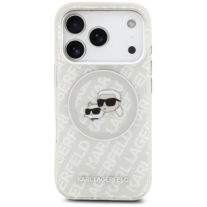 MagSafe-skal för Apple iPhone 17 Pro, Karl Lagerfeld, Glitter Karl & Choupette Head, Vit