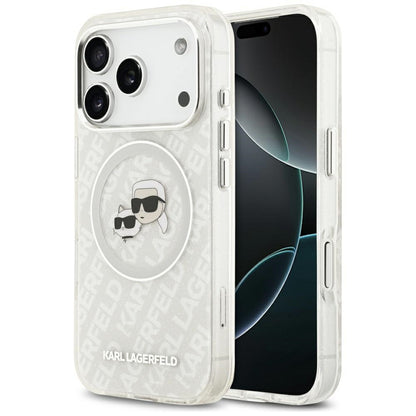 MagSafe-skal för Apple iPhone 17 Pro, Karl Lagerfeld, Glitter Karl & Choupette Head, Vit