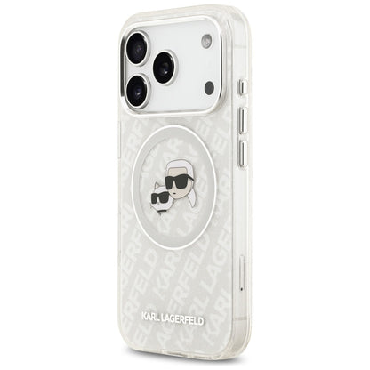 MagSafe-skal för Apple iPhone 17 Pro, Karl Lagerfeld, Glitter Karl & Choupette Head, Vit