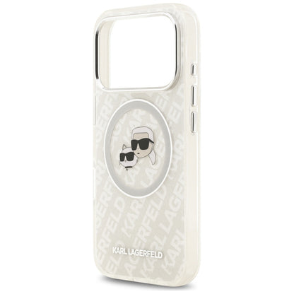 MagSafe-skal för Apple iPhone 17 Pro, Karl Lagerfeld, Glitter Karl & Choupette Head, Vit