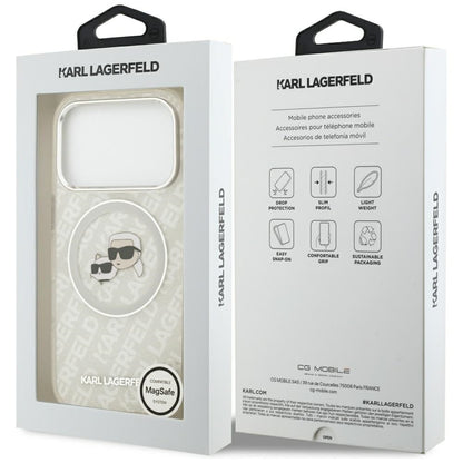 MagSafe-skal för Apple iPhone 17 Pro, Karl Lagerfeld, Glitter Karl & Choupette Head, Vit
