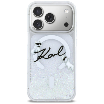MagSafe-skal för Apple iPhone 17 Pro, Karl Lagerfeld, Glitter Karl Script Logo, Transparent