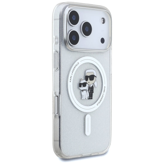 MagSafe-skal för Apple iPhone 17 Pro, Karl Lagerfeld, IML Glitter Karl & Choupette, Transparent