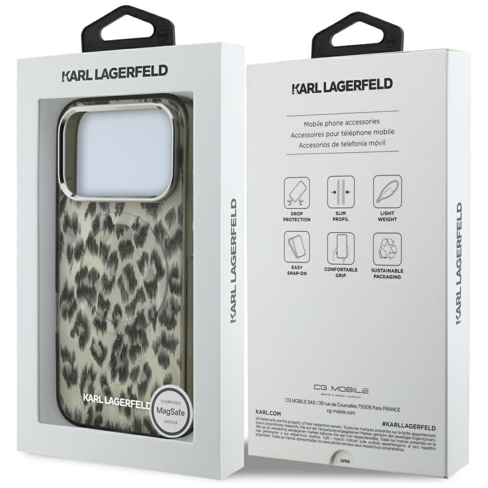 MagSafe-skal för Apple iPhone 17 Pro, Karl Lagerfeld, IML Leopardmönster, Brun