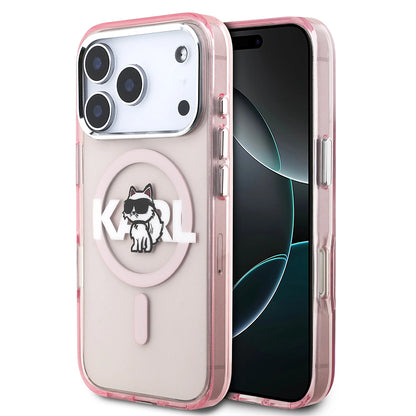 MagSafe-skal för Apple iPhone 17 Pro, Karl Lagerfeld, IML Sketch Logo Choupette, Rosa
