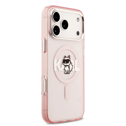 MagSafe-skal för Apple iPhone 17 Pro, Karl Lagerfeld, IML Sketch Logo Choupette, Rosa