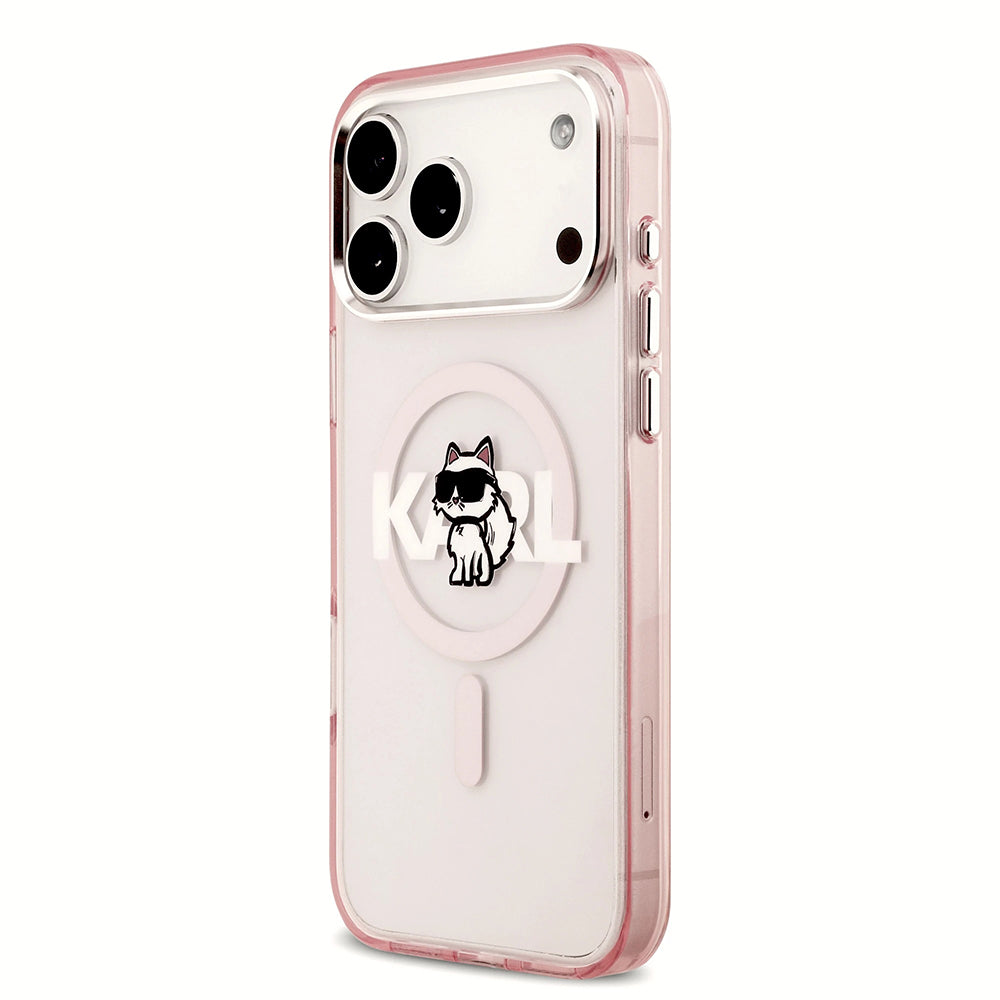 MagSafe-skal för Apple iPhone 17 Pro, Karl Lagerfeld, IML Sketch Logo Choupette, Rosa