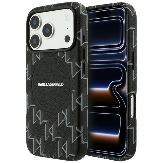MagSafe-skal för Apple iPhone 17 Pro, Karl Lagerfeld, KL Monogram Logo, Svart