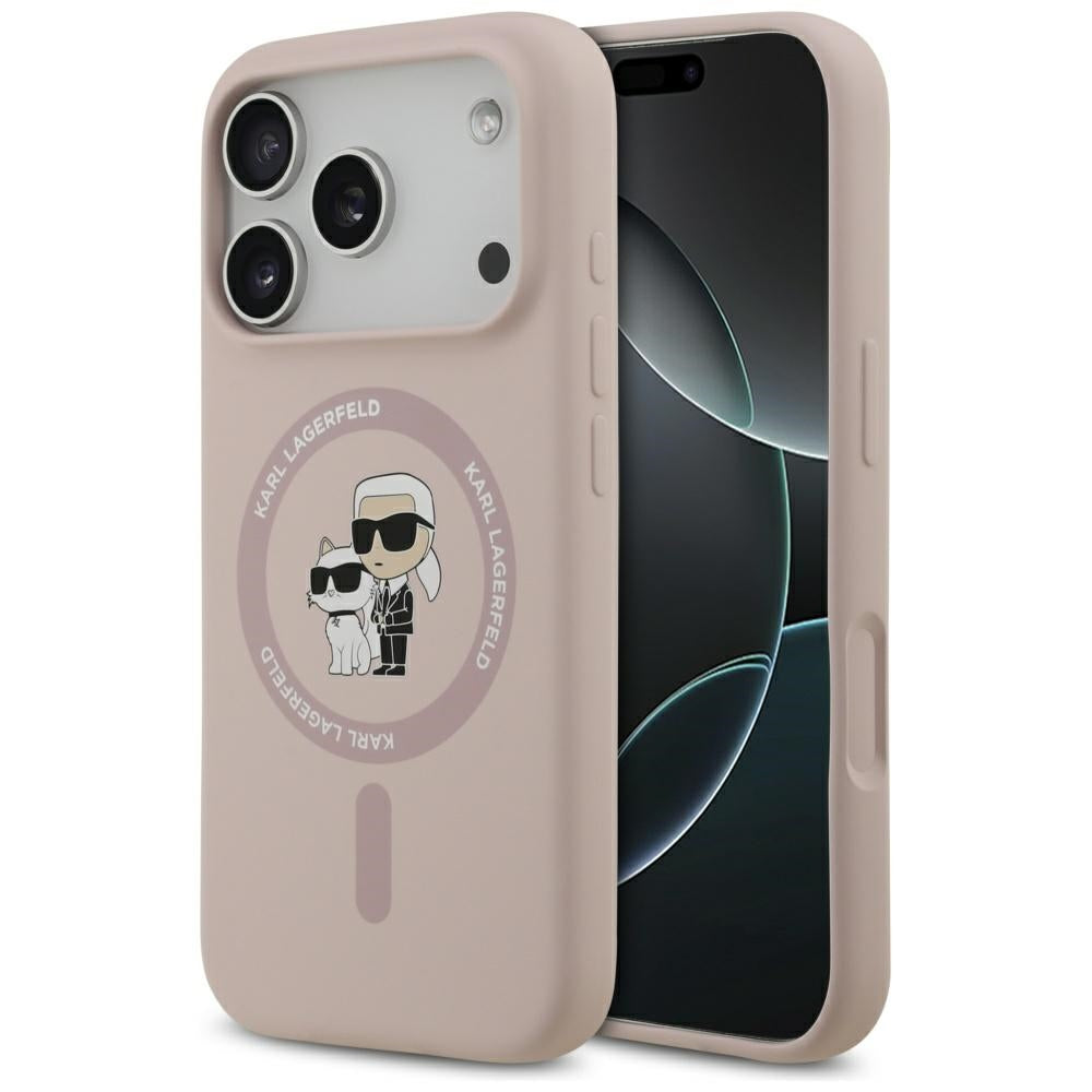 MagSafe-skal för Apple iPhone 17 Pro, Karl Lagerfeld, Ring Karl & Choupette, Rosa