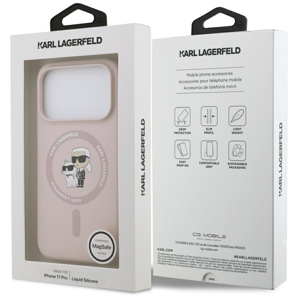 MagSafe-skal för Apple iPhone 17 Pro, Karl Lagerfeld, Ring Karl & Choupette, Rosa
