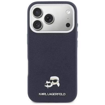 MagSafe-skal för Apple iPhone 17 Pro, Karl Lagerfeld, Saffiano Karl & Choupette Pins, Blå