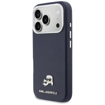 MagSafe-skal för Apple iPhone 17 Pro, Karl Lagerfeld, Saffiano Karl & Choupette Pins, Blå