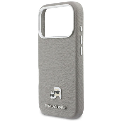 MagSafe-skal för Apple iPhone 17 Pro, Karl Lagerfeld, Saffiano Karl & Choupette Pins, Grå