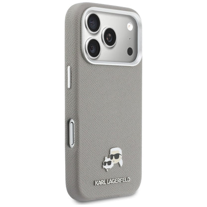 MagSafe-skal för Apple iPhone 17 Pro, Karl Lagerfeld, Saffiano Karl & Choupette Pins, Grå