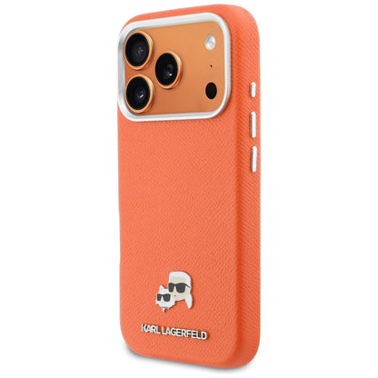 MagSafe-skal för Apple iPhone 17 Pro, Karl Lagerfeld, Saffiano Karl & Choupette Pins, Orange