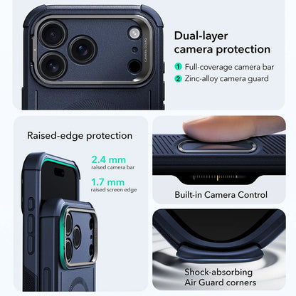 MagSafe-skal för Apple iPhone 17 Pro Max, ESR, Cyber Armor Kickstand, Blå