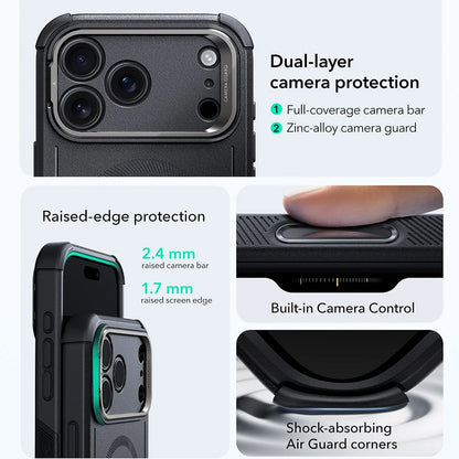 MagSafe-skal för Apple iPhone 17 Pro Max, ESR, Cyber Armor Kickstand, Svart