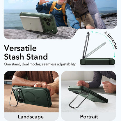 MagSafe-skal för Apple iPhone 17 Pro Max, ESR, Cyber Armor Kickstand, Grön