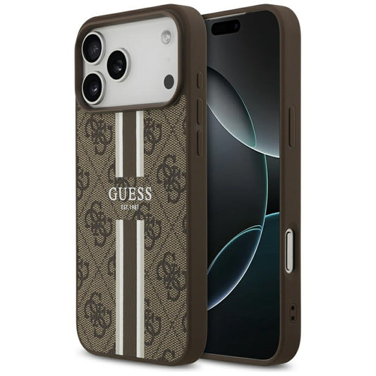 MagSafe-skal för Apple iPhone 17 Pro Max, Guess, 4G Printed Stripes, Brun