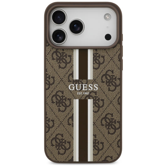MagSafe-skal för Apple iPhone 17 Pro Max, Guess, 4G Printed Stripes, Brun