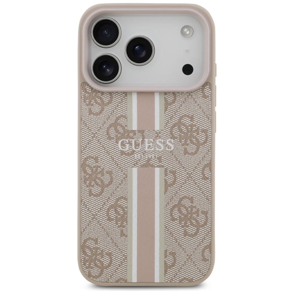 MagSafe-skal för Apple iPhone 17 Pro Max, Guess, 4G Printed Stripes, Rosa