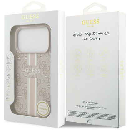 MagSafe-skal för Apple iPhone 17 Pro Max, Guess, 4G Printed Stripes, Rosa