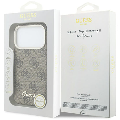 MagSafe-skal för Apple iPhone 17 Pro Max, Guess, 4G Script Logo, Brun