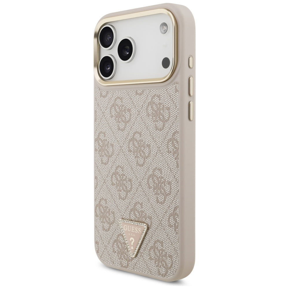 MagSafe Case for Apple iPhone 17 Pro Max, Guess, 4G Triangle Logo with Big Strap, Pink