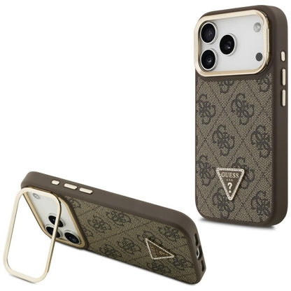 MagSafe-skal för Apple iPhone 17 Pro Max, Guess, 4G Triangle Logo med kamerastativ, Gyllenbrun