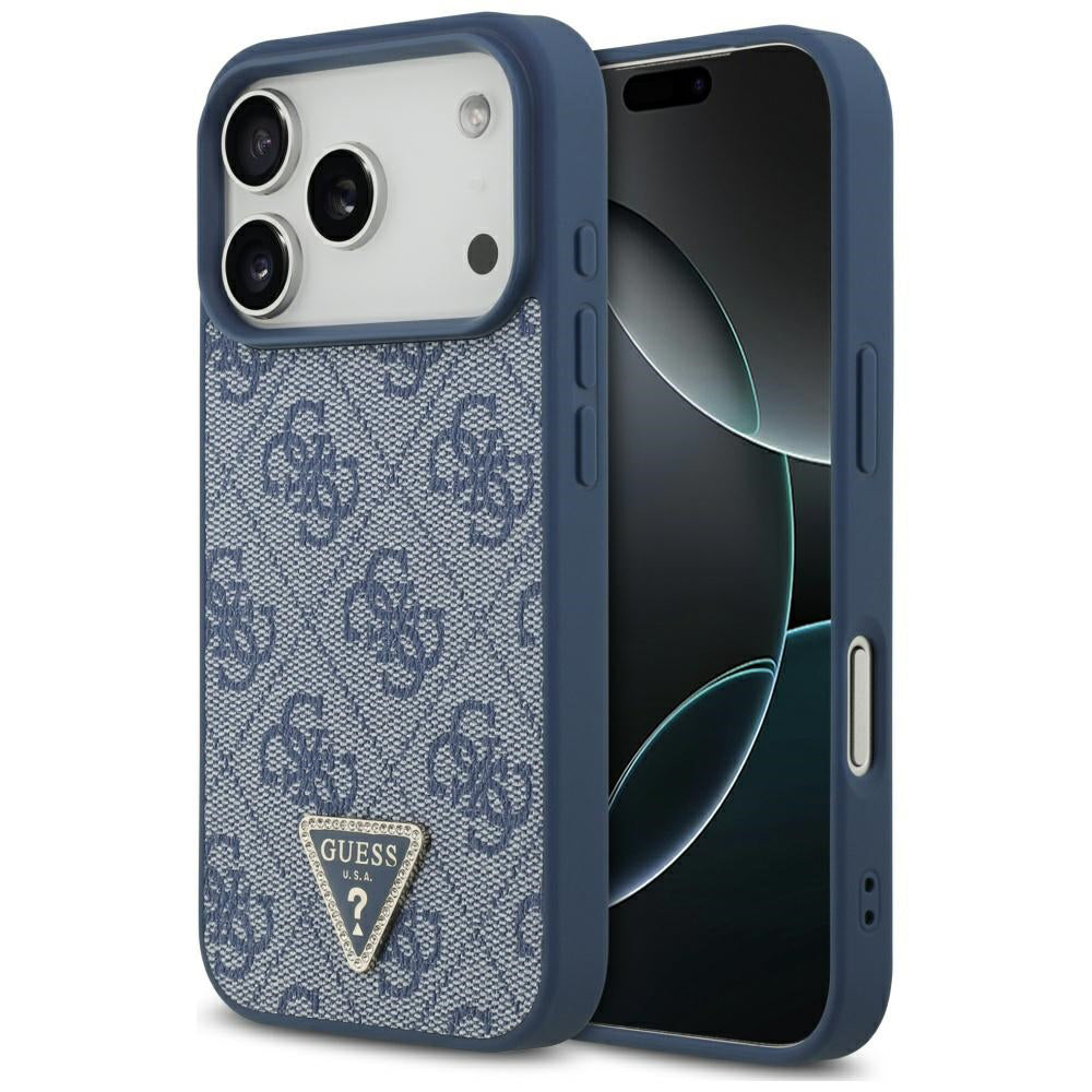 MagSafe-skal för Apple iPhone 17 Pro Max, Guess, 4G Triangle Strass, Blå