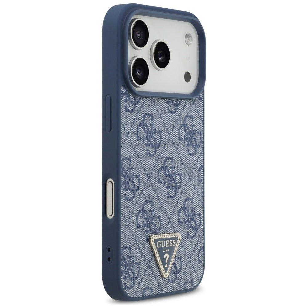MagSafe-skal för Apple iPhone 17 Pro Max, Guess, 4G Triangle Strass, Blå
