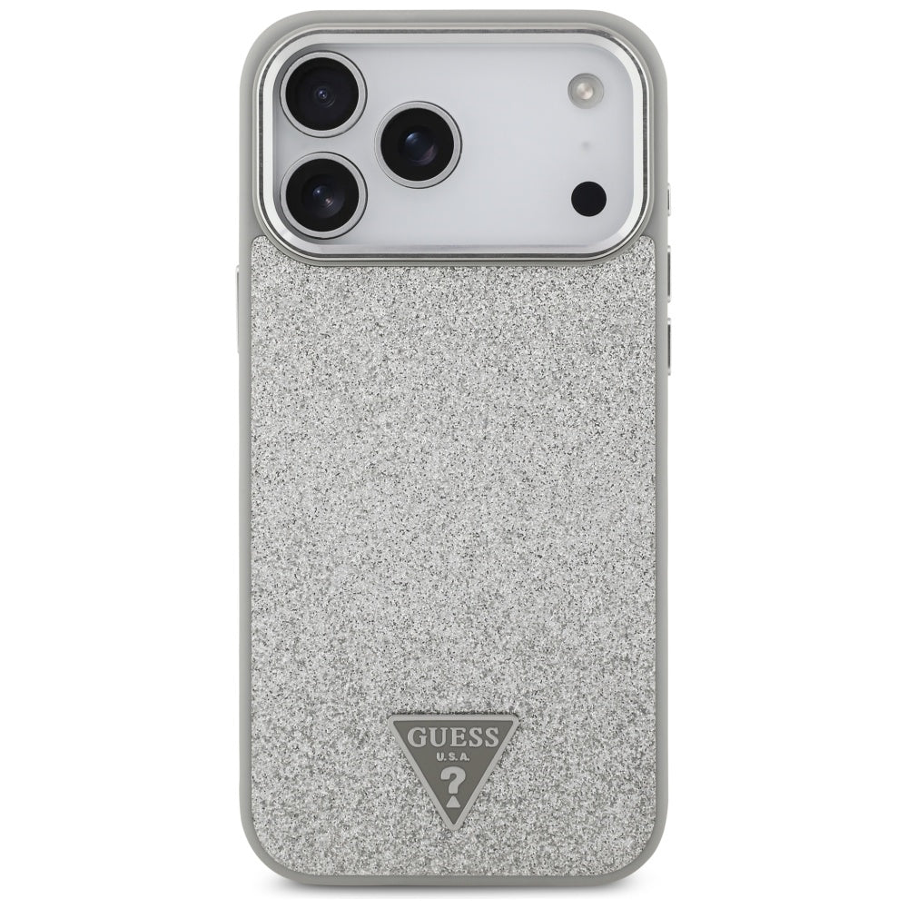 MagSafe-skal för Apple iPhone 17 Pro Max, Guess, Glitter Triangle Logo, Silver
