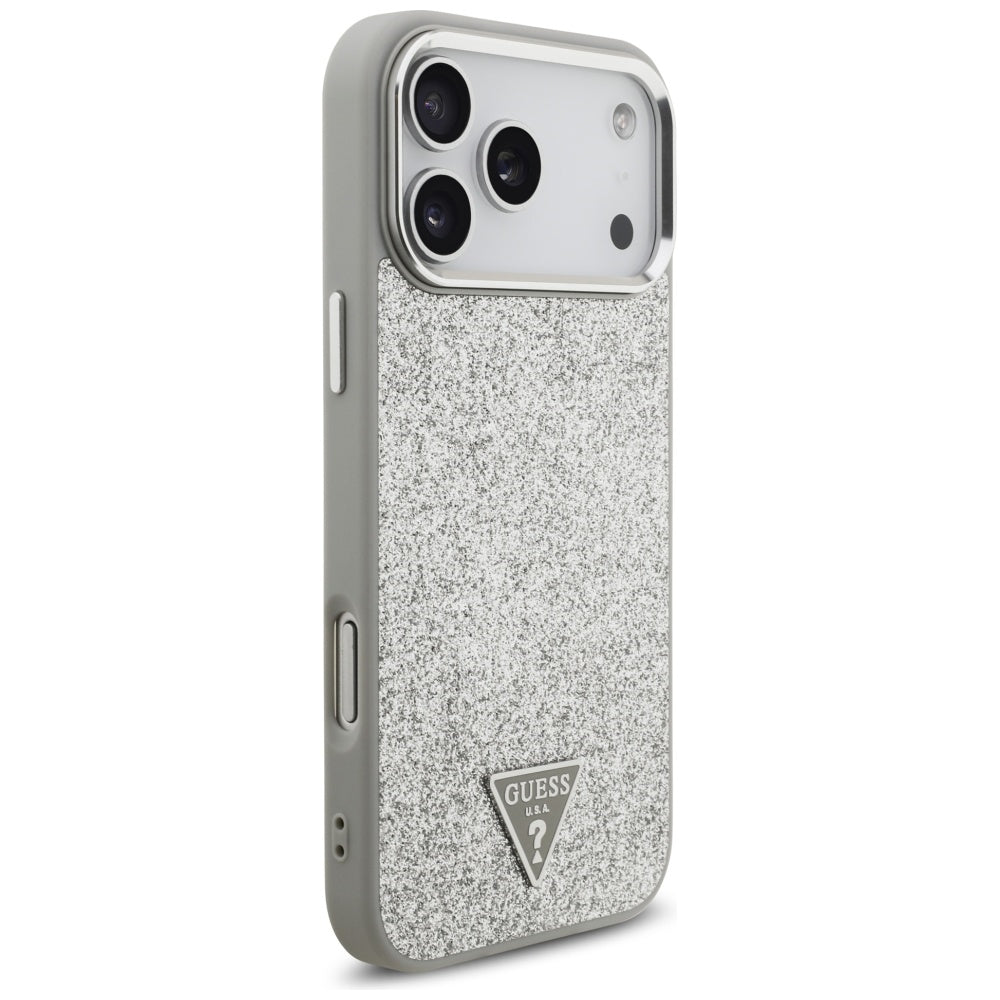 MagSafe-skal för Apple iPhone 17 Pro Max, Guess, Glitter Triangle Logo, Silver