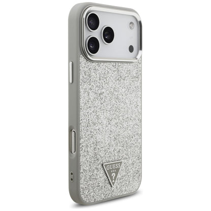 MagSafe-skal för Apple iPhone 17 Pro Max, Guess, Glitter Triangle Logo, Silver