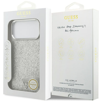 MagSafe-skal för Apple iPhone 17 Pro Max, Guess, Glitter Triangle Logo, Silver